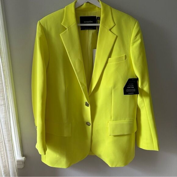 Retrofete Natal Blazer in Neon Yellow - Picture 5 of 9